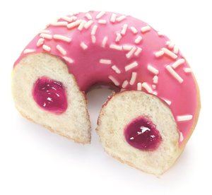 Mini donuts gevuld met aardbei - coating pink sprinklers