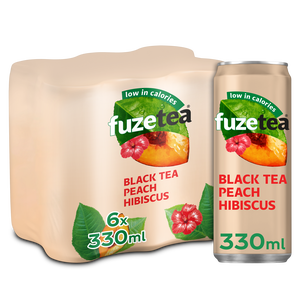 Fuze Tea black tea peach hibiscus blik 33 cl