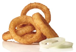 Beer battered onion rings thin cut