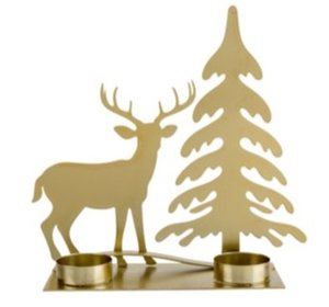 Theelichthouder tree-deer goud - 20,5x7xH20 cm