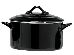 Black ovenschotel rond met deksel 1 L Ø17 cm